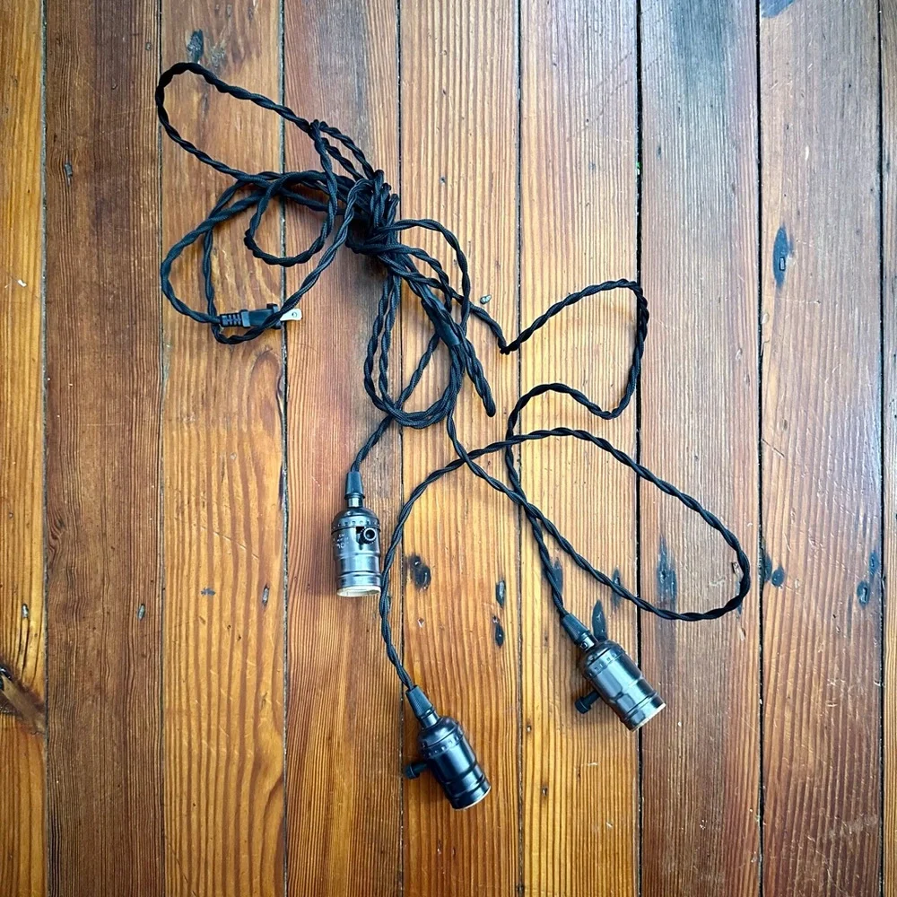 NWOT Triple Light Socket Hanging Cord Pendants